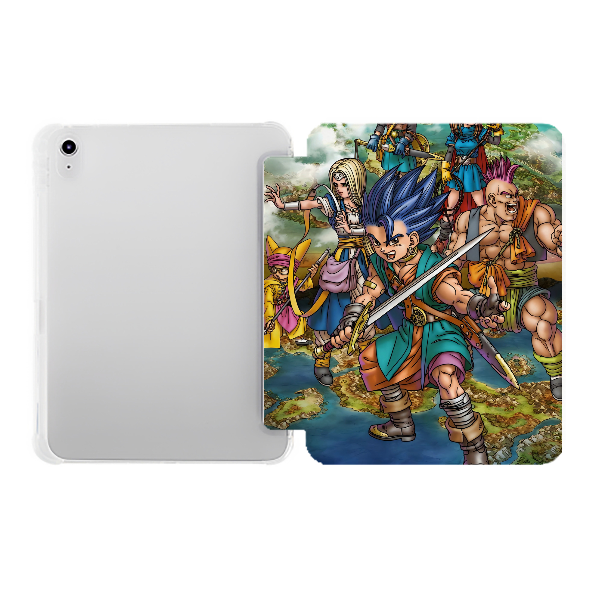 （画像用） ドラゴンクエスト Doragon Kuesuto Dragon Quest IPad ケース ペン収納付き 三つ折りスタンド PUレザー×シリコン 対応機種9.5/10.5/10.9インチ